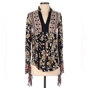 Diane von Furstenberg Black/Floral Silk Blouse